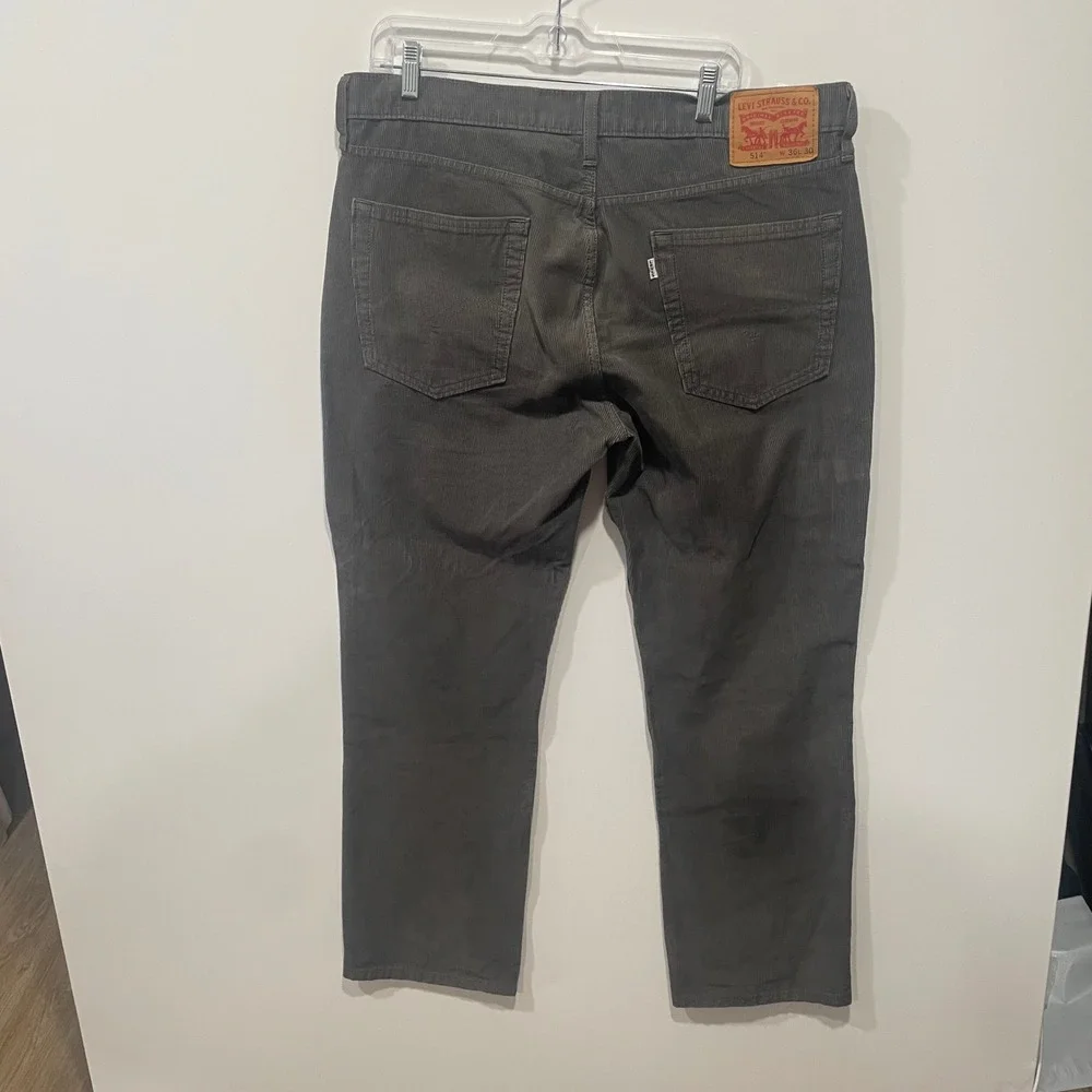 Levis‎ 514 Straight Fit Corduroy Pants Mens 36x30 Charcoal Gray Stretch Trousers